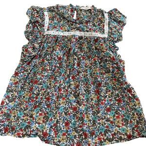 LOFT petites top sz L flowy boho bohemian lightweight spring floral shirt